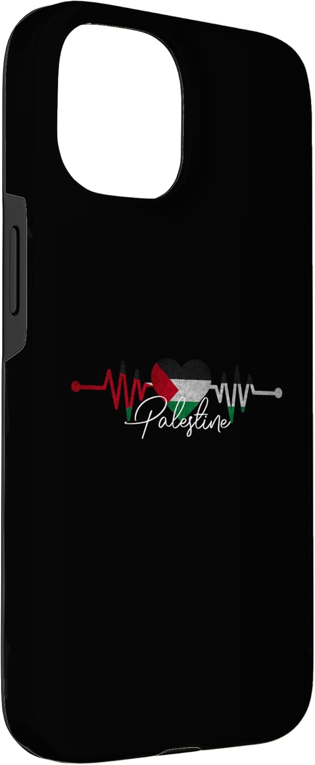 Husă Palestine Heart Palestinian Heartbeat ECG Pulse pentru iPhone 15 - Image 3