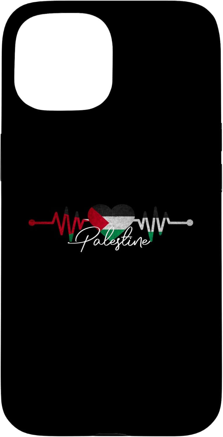 Husă Palestine Heart Palestinian Heartbeat ECG Pulse pentru iPhone 15