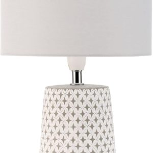 Pauleen Pretty Purity 48215 Lampă de masă Max. Lampă de noptieră de 20 W, realizată manual, alb/gri, din beton textil cu aspect natural E14