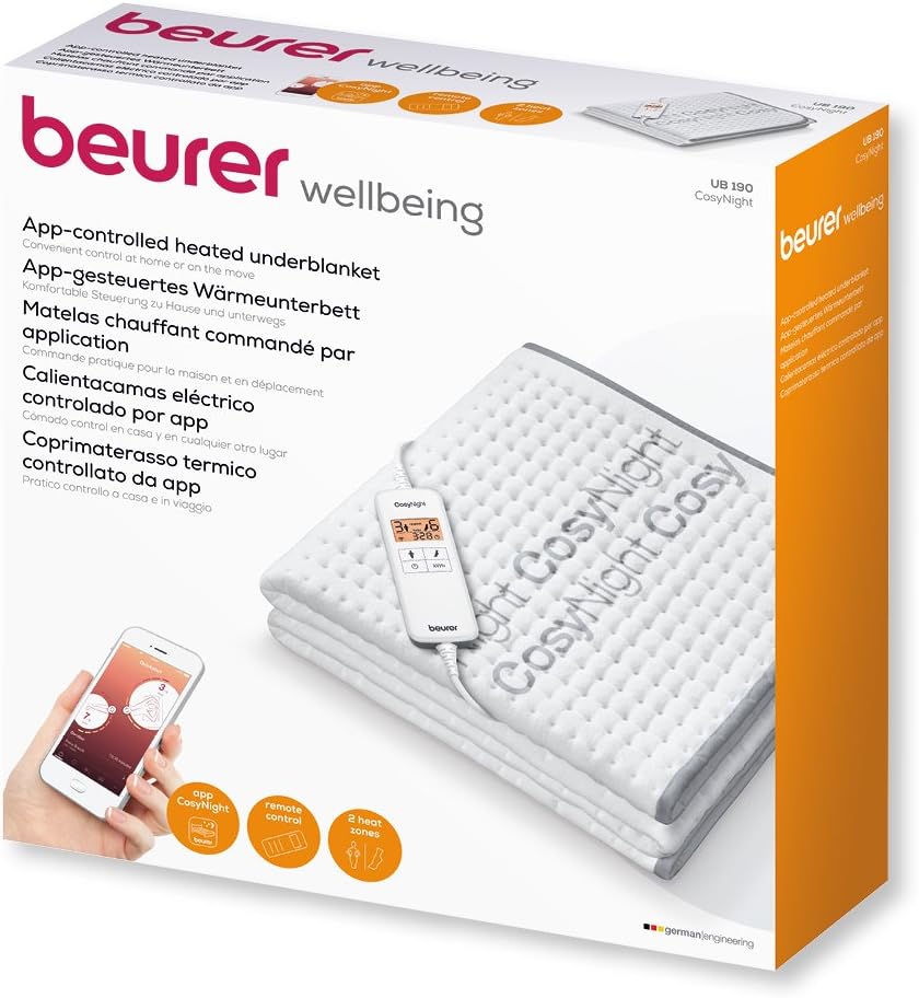 Subpat termic Beurer UB 190 CosyNight Comfort, control de la distanță prin aplicație și Amazon Alexa, două zone de temperatură - Image 4
