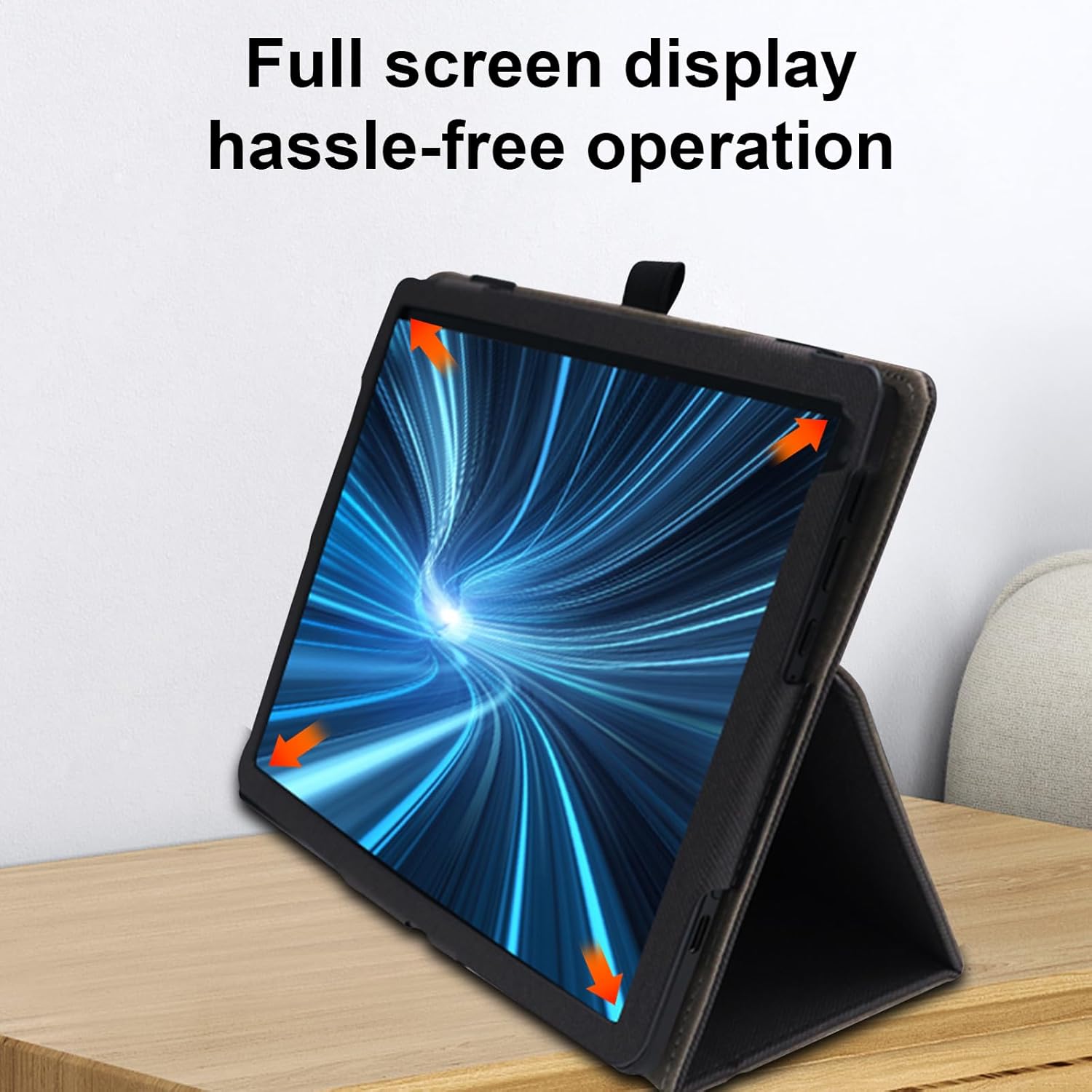 Husă Haofun compatibilă cu Redmagic Nova, PU subțire, husă cu clapetă ușoară, suport rabatabil pentru capacul din spate, husă de protecție subțire cu curea de mână, neagră - Image 4