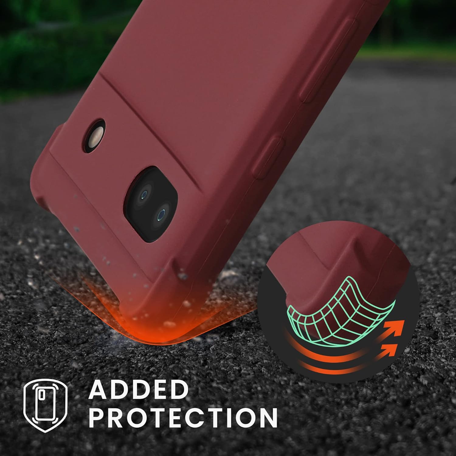 kwmobile Husa Colier Compatibila cu Husa Google Pixel 6a - Husa cu Snur pentru Agatare - Husa Protectiva din Silicon Bordeaux Violet - Image 2