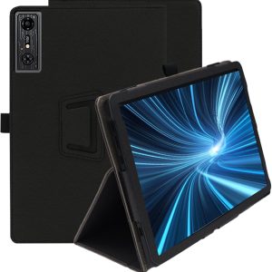 Husă Haofun compatibilă cu Redmagic Nova, PU subțire, husă cu clapetă ușoară, suport rabatabil pentru capacul din spate, husă de protecție subțire cu curea de mână, neagră