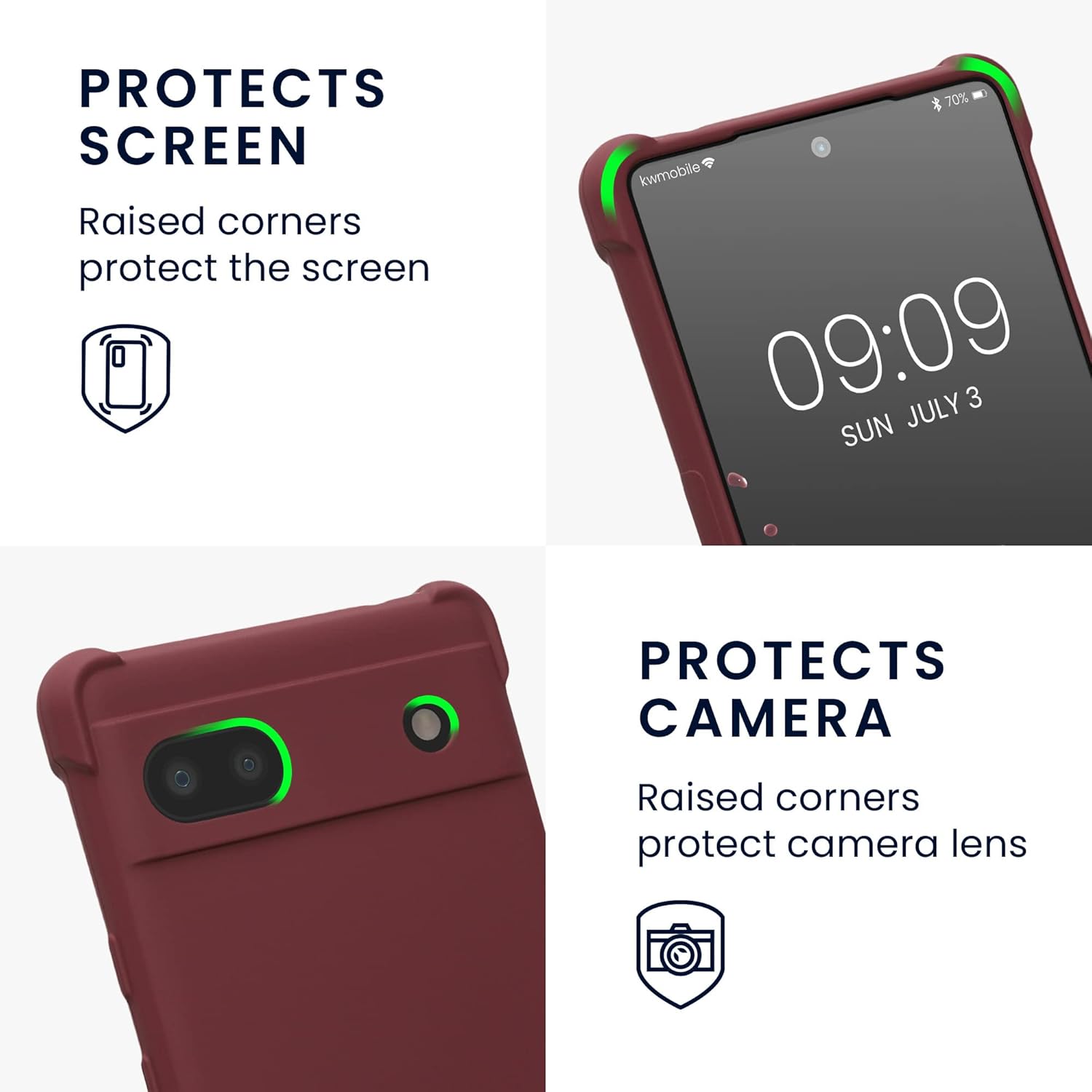 kwmobile Husa Colier Compatibila cu Husa Google Pixel 6a - Husa cu Snur pentru Agatare - Husa Protectiva din Silicon Bordeaux Violet - Image 3