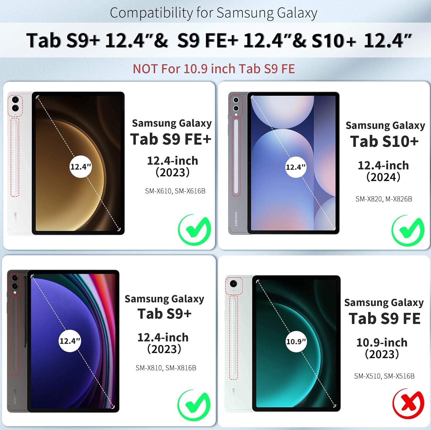 Husă EasyAcc pentru Samsung Galaxy Tab S10+, Galaxy Tab S9 FE+ / S9 Plus 12,4 inchi cu suport S Pen - Ultra subțire cu funcție de suport Husă de protecție subțire din piele PU neagră - Image 2
