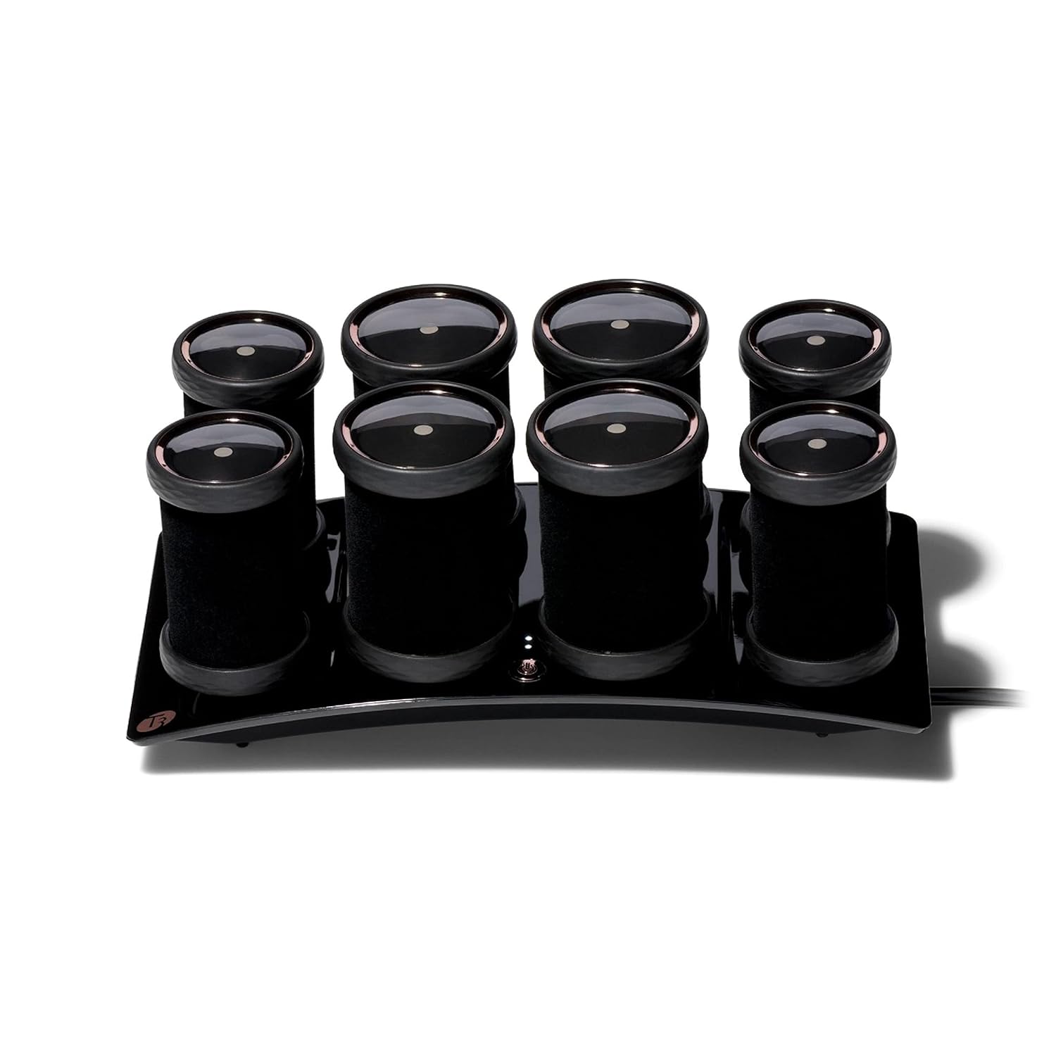 Bigudiuri calde pentru volum T3 Luxe - Set de 4 bigudiuri încălzite de 44 mm și 4 bigudiuri încălzite de 38 mm cu 2 setări de temperatură și elemente de încălzire ceramice, negru