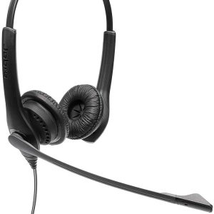 Căști stereo Jabra Biz 1100 EDU cu microfon pentru studenți - Căști cu anulare a zgomotului și protecție auditivă, pernițe din piele ecologică și mufă de 3,5 mm - Negre, mărime universală