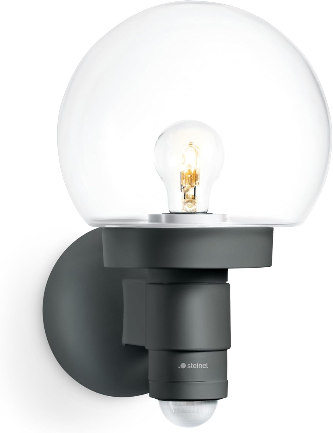 Steinel 657413 L 115 S Lampă de exterior cu senzor și sticlă cristalină - Alb - Tehnologie cu senzor de mișcare - Eficient energetic, 60 W, IP44, Plastic rezistent la UV