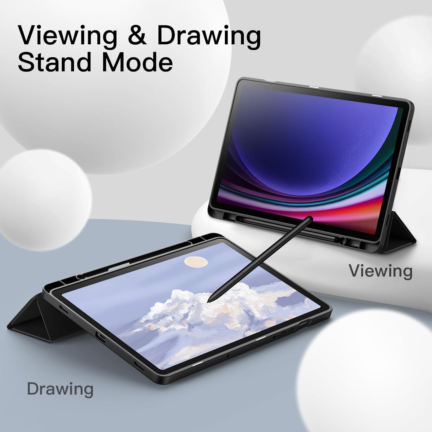 Husă JETech pentru Samsung Galaxy Tab S9 11 inch cu suport S Pen, husă de protecție pentru tabletă moale TPU cu suport triplu, suport pentru încărcare S Pen, activare/oprire automată (negru) - Image 6