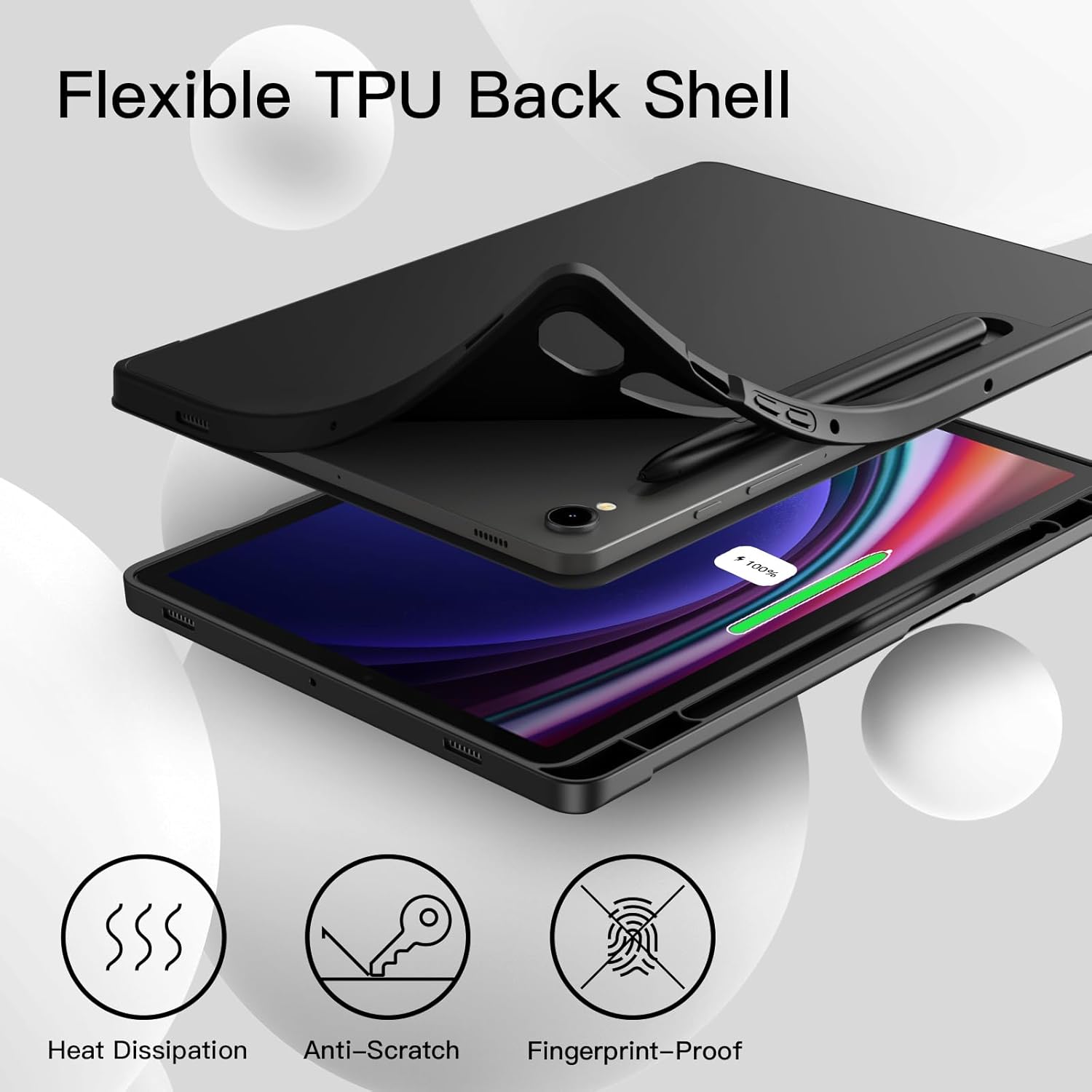 Husă JETech pentru Samsung Galaxy Tab S9 11 inch cu suport S Pen, husă de protecție pentru tabletă moale TPU cu suport triplu, suport pentru încărcare S Pen, activare/oprire automată (negru) - Image 4