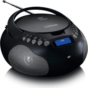 Radio CD portabil Lenco SCD-341 - CD Player - Radio DAB+ - Bluetooth - Transmițător și memorie melodii - Ceas - Difuzor stereo - Negru