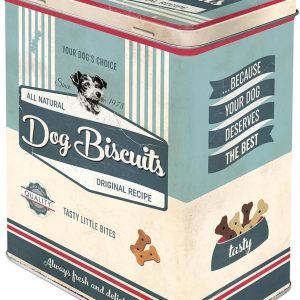 Nostalgic Art 30145, Cutie/Depozitare cu Motiv pentru Biscuiți cu Labă de Câine, L, Metal, 10 x 14 x 20 cm