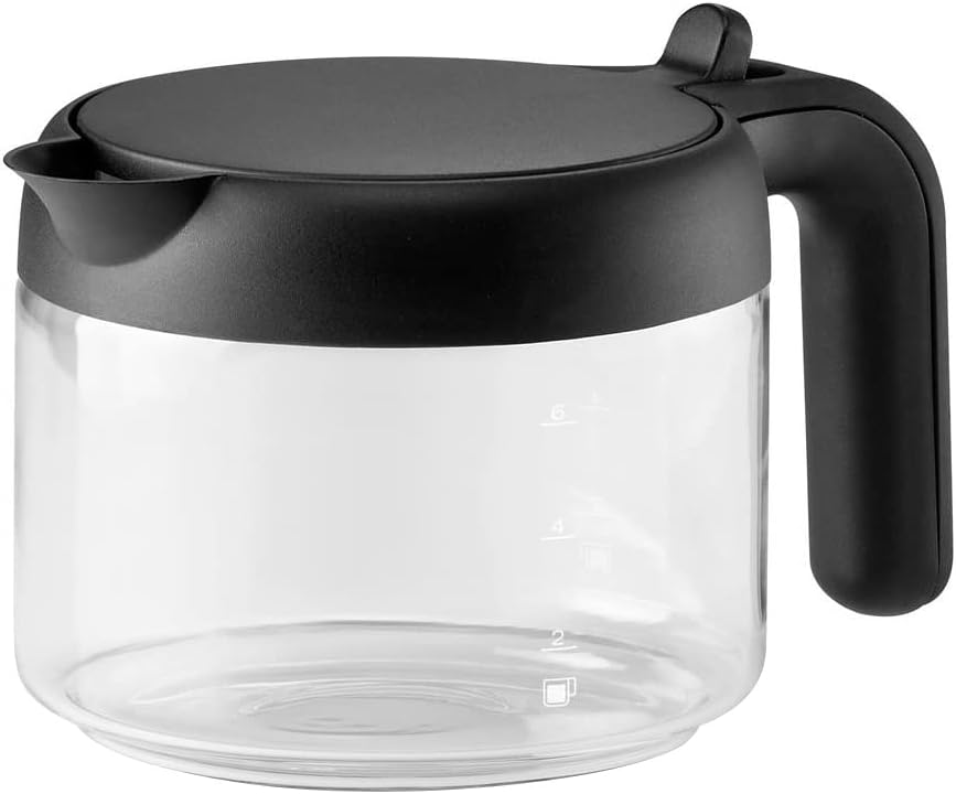 De'Longhi DLSC021 Cafetieră, carafă din sticlă cu capac pliabil din plastic, accesoriu pentru cafetiere complet automate cu funcție de cafetieră, capacitate 750 ml pentru până la 6 cești, potrivită pentru mașina de spălat vase, neagră