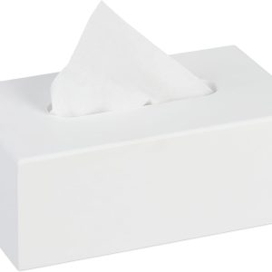 Cutie pentru șervețele Relaxdays, cutie pentru șervețele cosmetice, cutie pătrată pentru șervețele, batiste, Î x A x A: 9 x 25 x 15 cm, dozator de șervețele cosmetice, alb