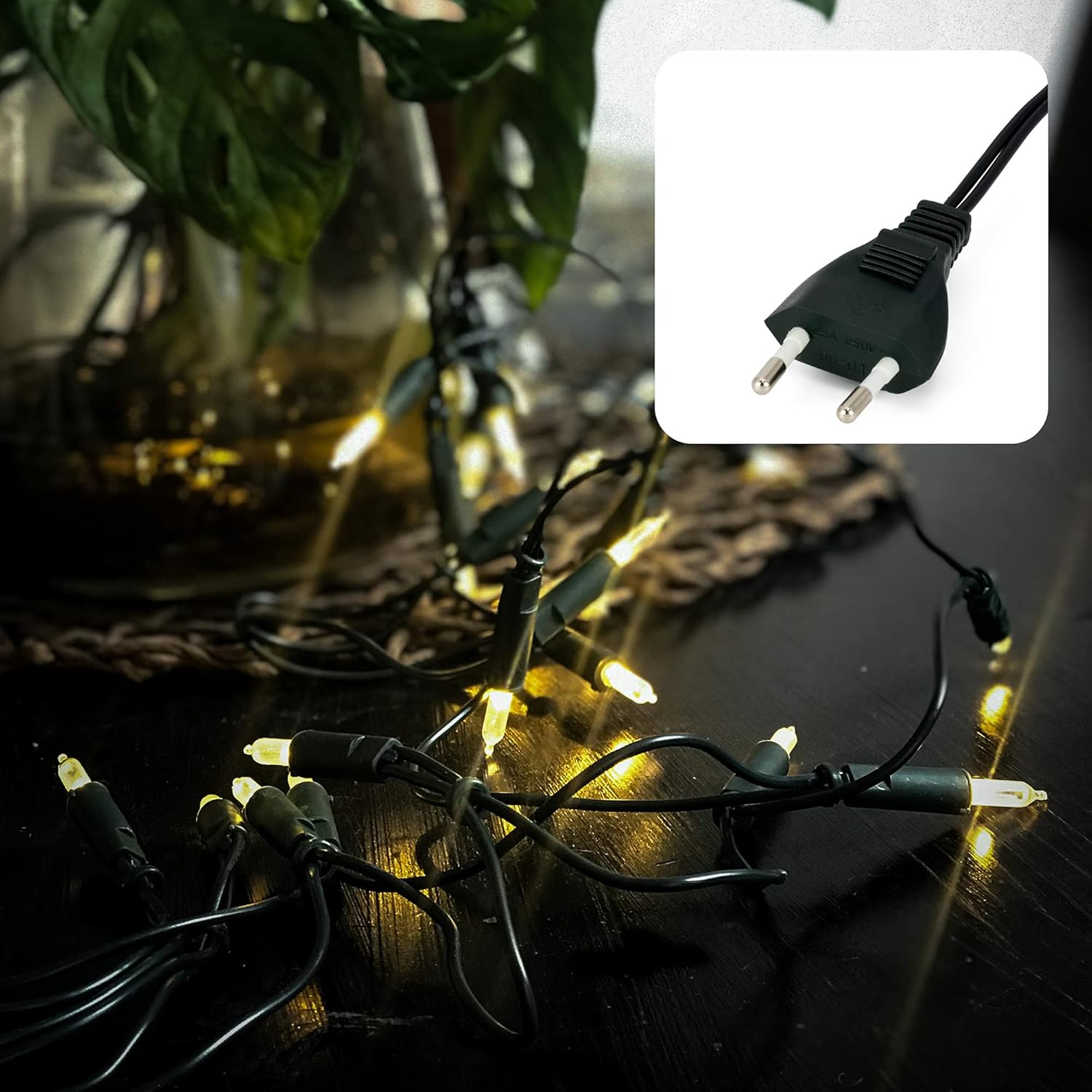 Luminițe decorative hellum cu 50 LED-uri, alb cald, interior, lungime 7,35 m, cablu 2 x 1,5 m, iluminat decorativ, petrecere în grădină, 560527