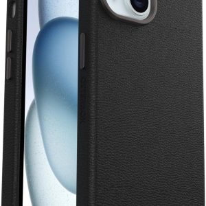 Husă OtterBox Symmetry Series Cactus din piele MagSafe pentru iPhone 15, rezistentă la șocuri, căderi, subțire, de 3 ori mai multă rezistență la căderi decât standardul militar, neagră