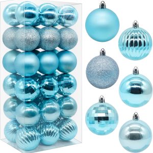 Globuri de Crăciun Idota, 36 bucăți globuri de Crăciun din plastic de 6 cm, decorațiuni de Crăciun, globuri de Crăciun, decorațiuni albastre pentru brad de Crăciun, rezistente la spargere