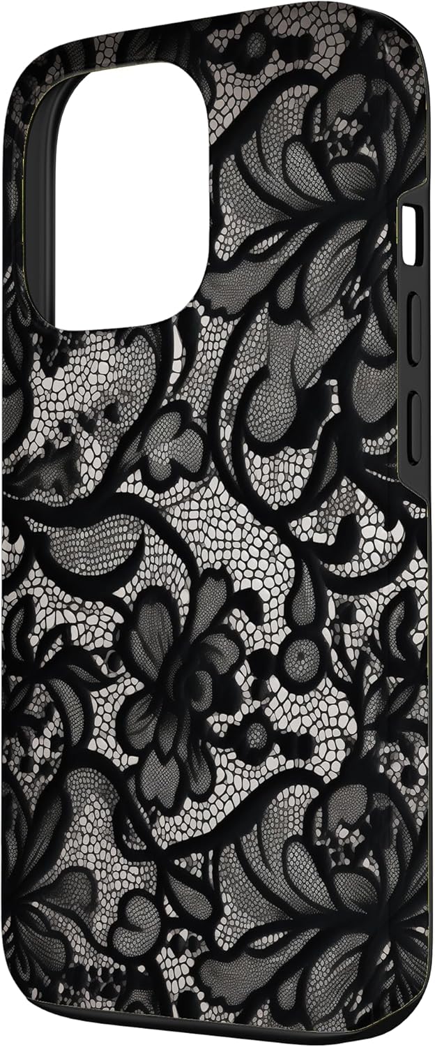 Carcasă iPhone 13 Pro cu model vintage din dantelă neagră - Image 2