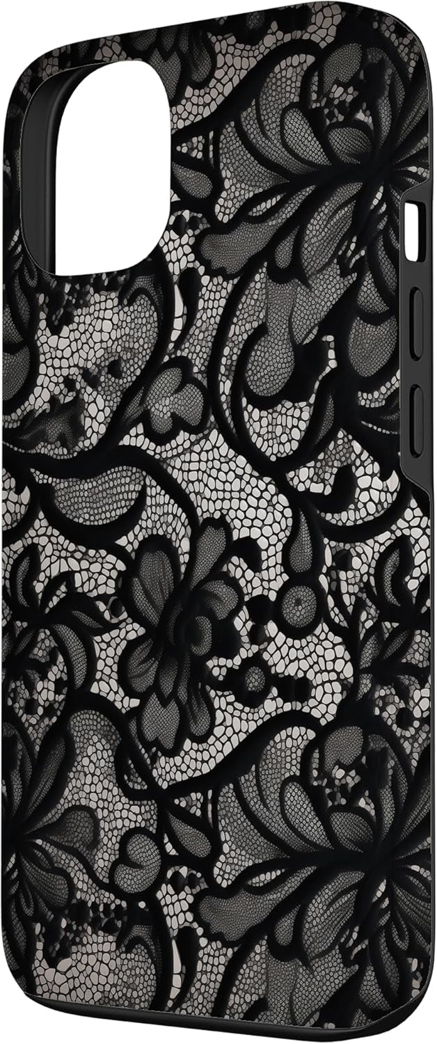 Carcasă iPhone 13 cu model vintage din dantelă neagră - Image 2