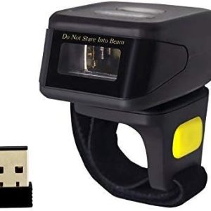Scaner de coduri de bare wireless Alacrity 1D 2D portabil, Bluetooth 2.4GHz wireless USB cu fir 3 în 1, mini cititor de coduri de bare cu inel portabil pentru Windows, Android, iOS