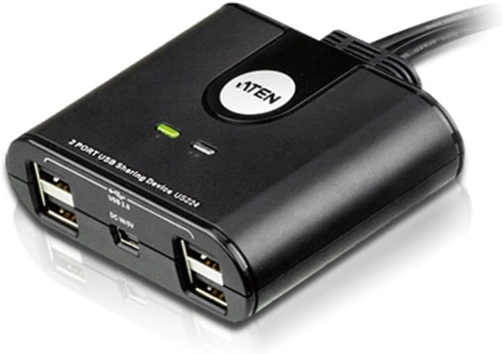 Hub periferic Aten US224 cu 2 porturi USB 2.0 - Negru
