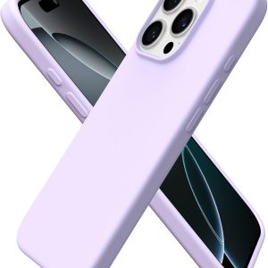 Husă de silicon ORNARTO pentru iPhone 16 Pro, 6,3 inci, subțire, fabricată din silicon lichid, rezistentă la zgârieturi și șocuri, husă de protecție pentru iPhone 16Pro (2024) - Liliac