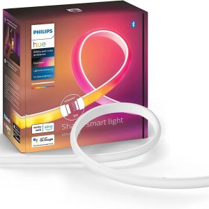 Philips Hue Gradient Ambiance Lightband, extensie de 1 m, alb, 16 milioane de culori și gradiente de culoare, reglabil, controlabil prin aplicație, compatibil cu Amazon Alexa (Echo, Echo Dot)