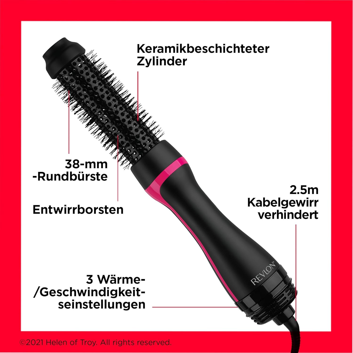 Revlon One Step Style Booster - Uscător de păr și aparat de coafat cu perie rotundă, perie rotundă de 38 mm (peri termici, cilindru acoperit cu ceramică, tehnologie cu ioni și ceramică) RVDR5292UKE - Image 6