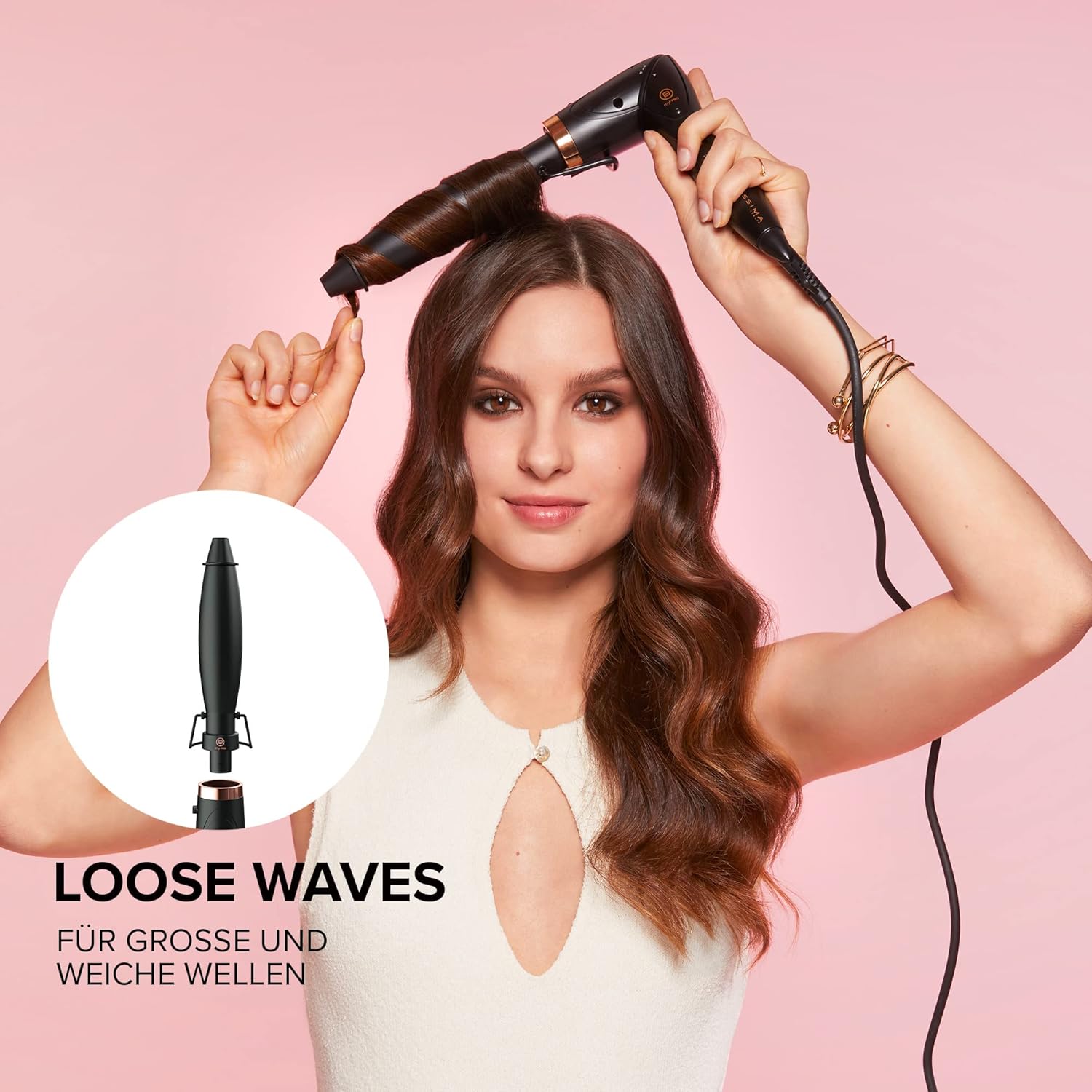 Ondulator Bellissima Twist & Style cu mâner + 4 accesorii pentru bucle și ondulații, temperatură automată, încălzire rapidă, acoperire ceramică, reglabil la 90 de grade, idee de cadou - Image 5