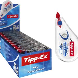 Bandă corectoare Tipp-Ex Mini Pocket Mouse, pachet de 10 bucăți, în cutie practică de prezentare