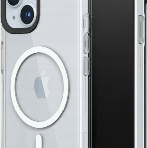Husă transparentă RhinoShield compatibilă cu MagSafe pentru [iPhone 15], rezistență magnetică superioară, rezistență la îngălbenire, transparentă, protecție optimă și personalizată - inel negru pentru cameră