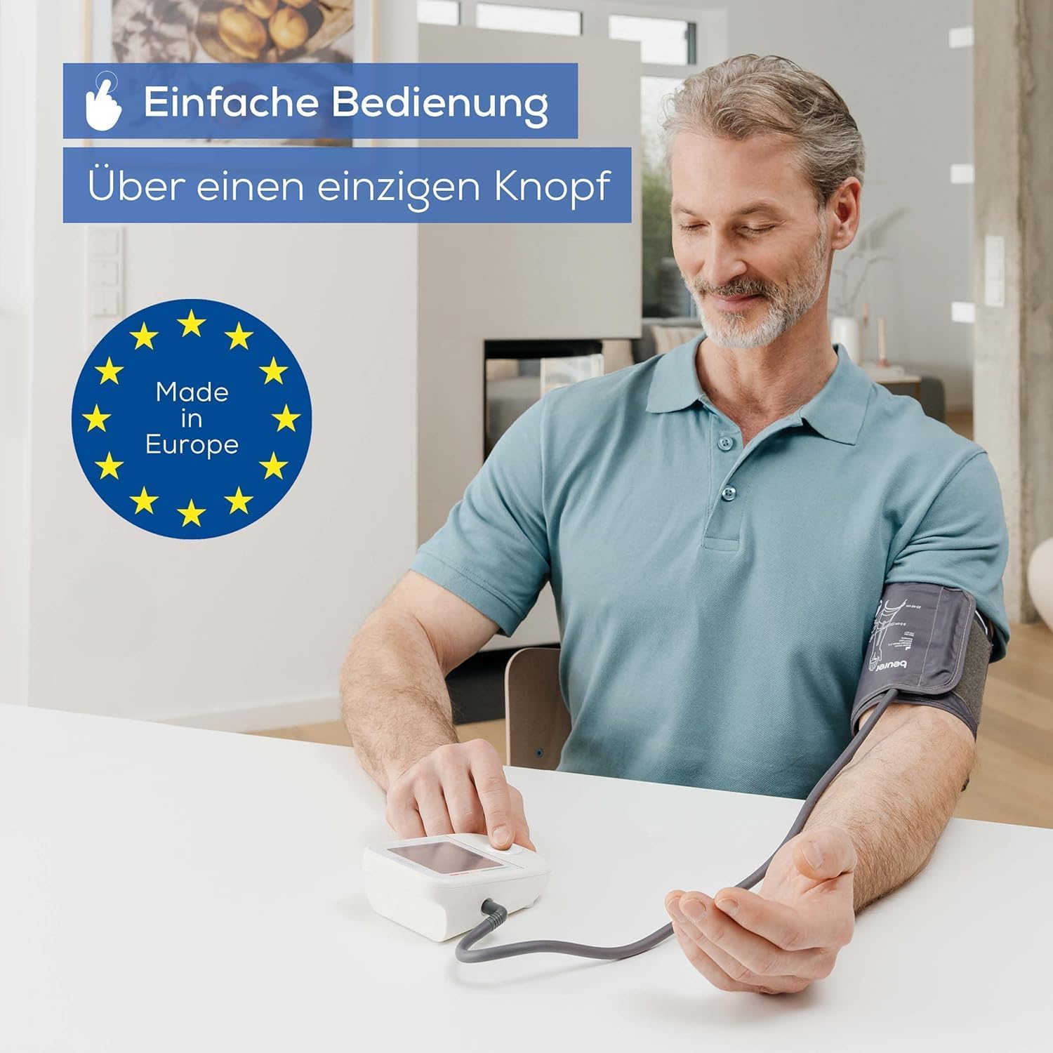 Tensiometru de braț Beurer BM 38, ușor de utilizat cu un singur buton, măsurare precisă prin indicatorul de repaus, detectarea aritmiei, afișaj XL, manșetă pentru 22-42 cm - Image 2