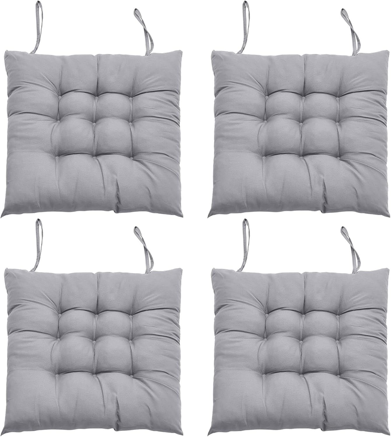 DKIEI Set de 4 perne de scaun cu legături, pernă confortabilă pentru șezut, 40 x 40 cm, perne de scaun pentru scaun de birou, scaun de grădină, scaun de balcon, căptușeală pentru șezut interior și exterior pentru sufragerie, living