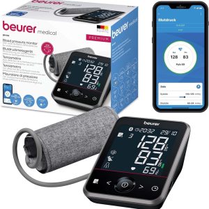 Tensiometru de braț Beurer BM 64, detectarea fibrilației atriale (FA) pentru prevenirea accidentului vascular cerebral, conectare la aplicație, indicator de repaus patentat, manșetă de braț de la 22-42 cm, dispozitiv medical