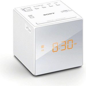 Radio cu ceas Sony ICF-C1W cu afișaj LED și alarmă, alb