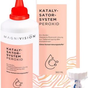 Soluție de peroxid MAGNIVISION Catalyst System pentru lentile de contact, 360 ml soluție de peroxid pentru lentile de contact moi pentru curățare și depozitare zilnică, fără borat și fabricată în Europa