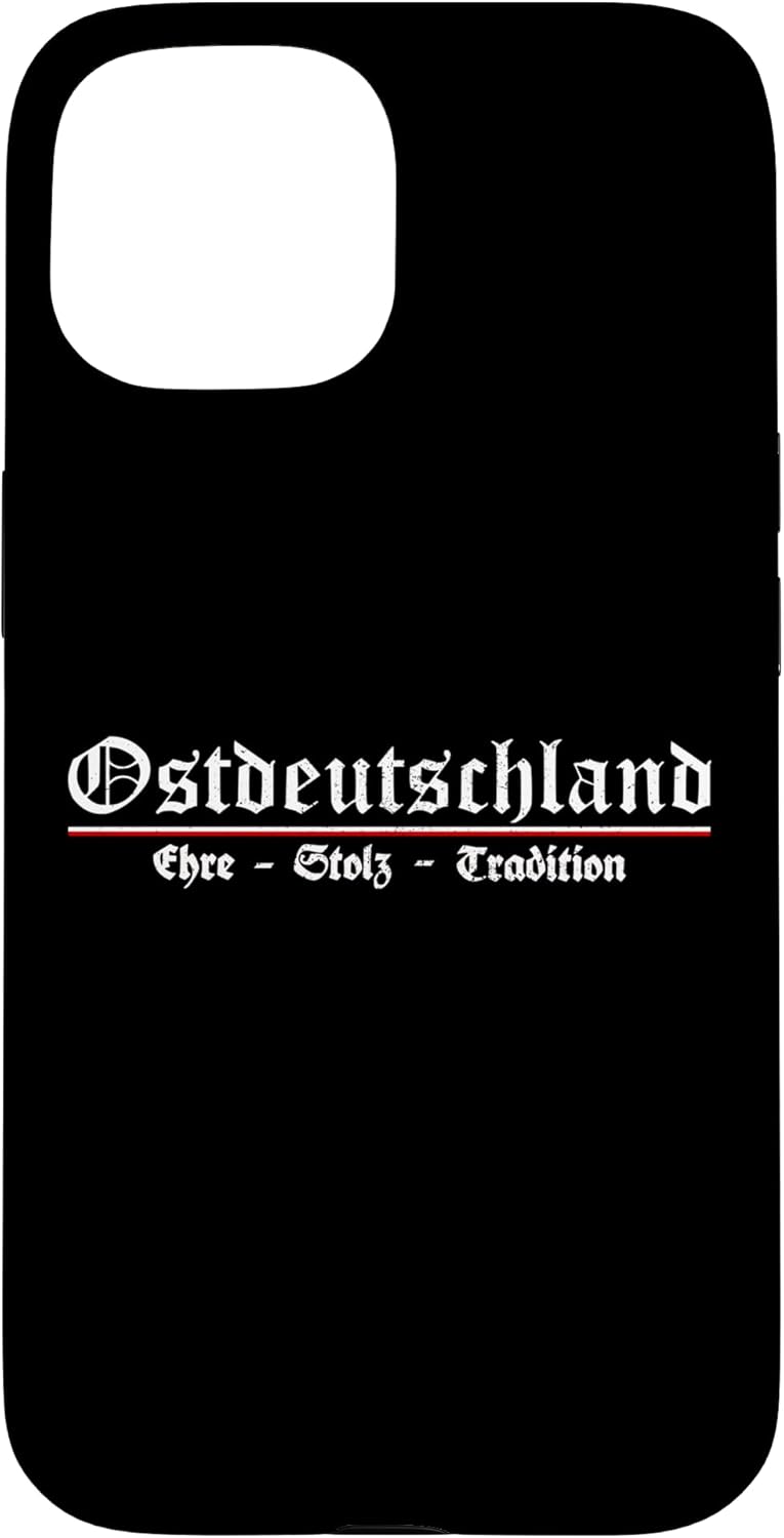 Carcasă pentru iPhone 15 cu simbolul Tradiției Ehre Stolz din Germania de Est - cu scriere germană veche
