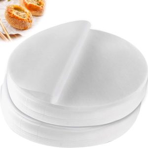 Pachet de 200 de hârtie pergament rotundă antiaderentă, diametru 28 cm, hârtie de copt rotundă rezistentă la căldură, pentru friteuză cu aer cald, pizza, cuptor, friteuză cu aer, tigaie, grătar, grătar și prăjituri, albă
