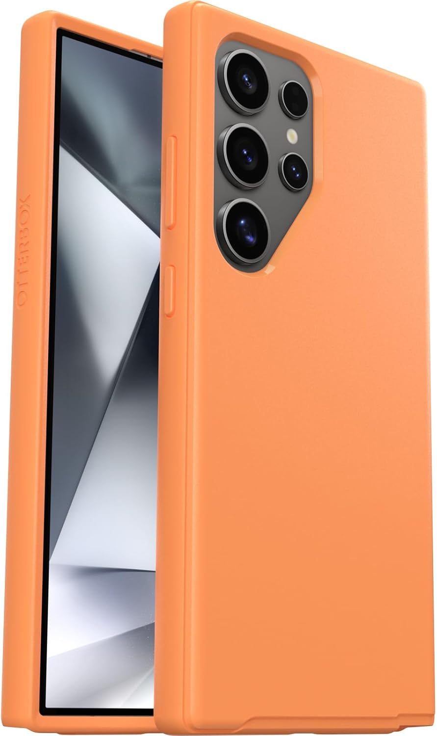 Carcasă OtterBox Symmetry pentru Samsung Galaxy S24 Ultra, rezistentă la șocuri, căderi, subțire, protecție de 3 ori mai bună împotriva căderilor decât standardul militar, portocalie