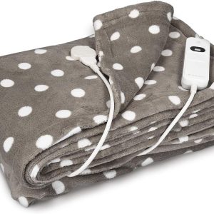 Pătură electrică încălzitoare Navaris XXL 180 x 130 cm, 3 niveluri de căldură, oprire automată, lavabilă, pat pufos, gri închis