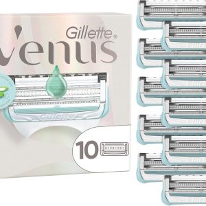 Lame de ras Gillette Venus pentru femei - 10 lame de schimb originale pentru aparatul de ras umed pentru femei, aparat de ras pentru zone intime - Compatibil cu aparatul de ras Venus Intimate
