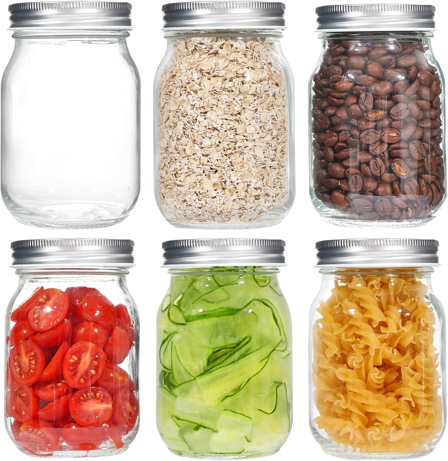 Pachet de 6 borcane pentru conservare, borcane etanșe de 500 ml cu capac cu filet, borcane pentru gem, borcane pentru conservarea gemului de casă, conservarea, depozitarea, fermentarea alimentelor
