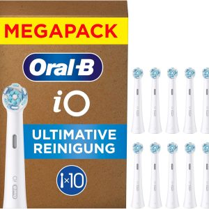 Capete de periuță de dinți Oral-B iO Ultimate Cleaning - Accesoriu original pentru periuțele de dinți electrice Oral-B iO - Capete de periuță, Periuțe de schimb pentru curățare profundă avansată - Alb, Pachet de 10