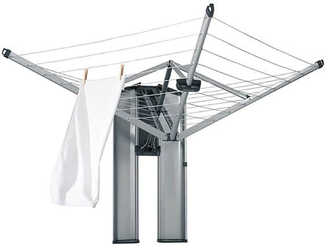 Sârmă de rufe retractabilă Brabantia WallFix, montată pe perete, cu cutie de depozitare din oțel mat, 24 m
