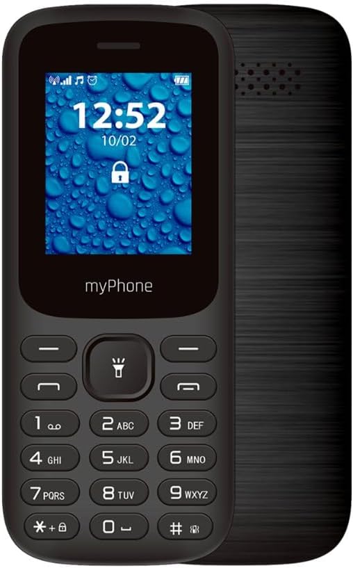Telefon mobil myPhone 2220 cu butoane, butoane mari, ecran color 1,77 inci, baterie 600 mAh, lanternă, radio, MP3, dual SIM, Bluetooth, telefon mobil pentru seniori, butoane iluminate, negru, telefon mobil cu butoane