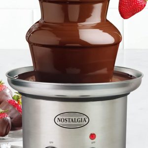 Fântână electrică de ciocolată Nostalgia cu 3 niveluri pentru petreceri - Topește brânză, queso, dulciuri și lichior - Pentru înmuierea căpșunilor, feliilor de mere, legumelor și multe altele - Oțel inoxidabil