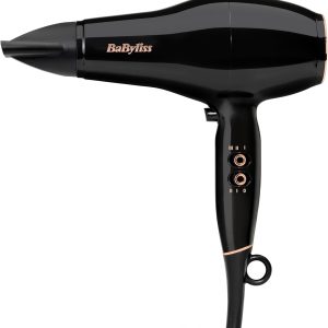 Uscător de păr BaByliss Pro Power - Uscător de păr puternic de 2300 W, motor profesional de curent alternativ pentru salon, tehnologie cu ioni anti-încrețire, 3 setări de temperatură și 2 niveluri de viteză, negru, D5245E