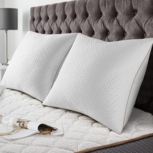 Pernă BedStory din bambus 60 x 60 cm, pachet de 2, cu huse detașabile antiacarieni, perne antialergice cu umplutură 10% fibre 7D și 90% fibre 3D din poliester, calitate hotelieră