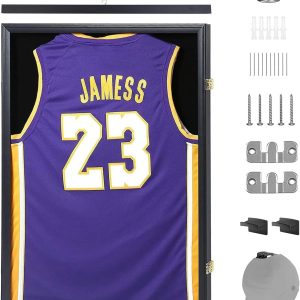 Ramă pentru tricou Nice C, ramă pentru tricou, ramă pentru tricou de fotbal, ramă pentru tricou cu protecție UV 98%, cârlige și agățători, panou de afișare Valet, acril, baschet (1 pachet)