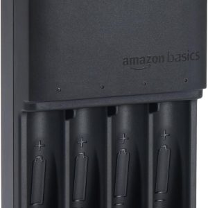 Încărcător de baterii Amazon Basics pentru baterii AA și AAA NiMh, ștecher UE, 4 baterii, negru